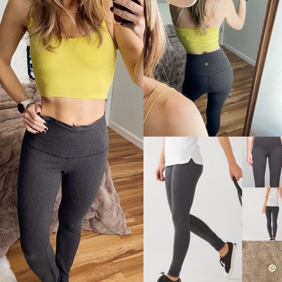 lululemon athletica Pants - Lululemon Wunder Under Pant Roll Down Cotton high rise rare 6 charcoal